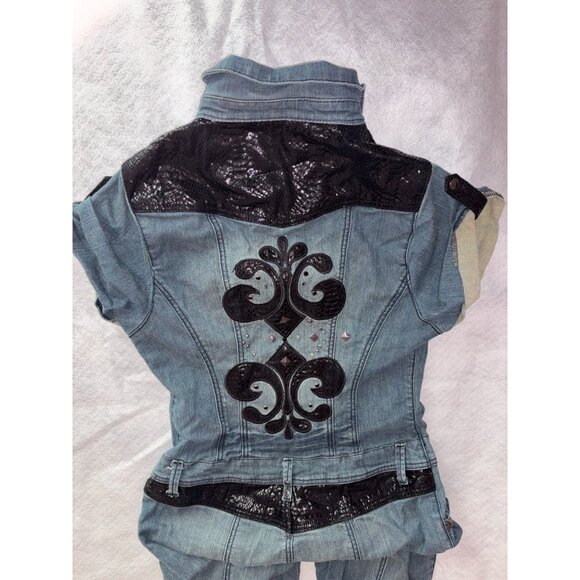 Vintage Beyonce House of Dereon Womens Large Blue Denim Jumpsuit Overall Y2K - Picture 9 of 9